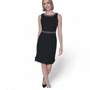 NEW Karl Lagerfeld Black LBD Cocktail Party Sheath Scuba Dress SZ 2 Designer NWT